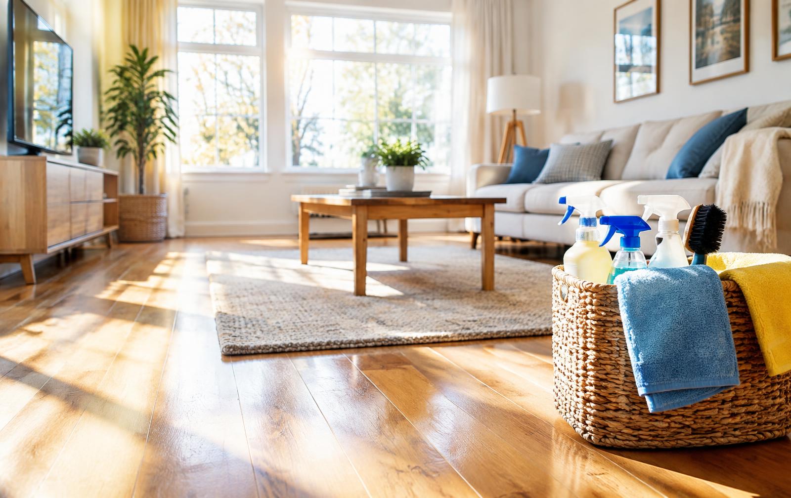 Freshly cleaned sunny living room